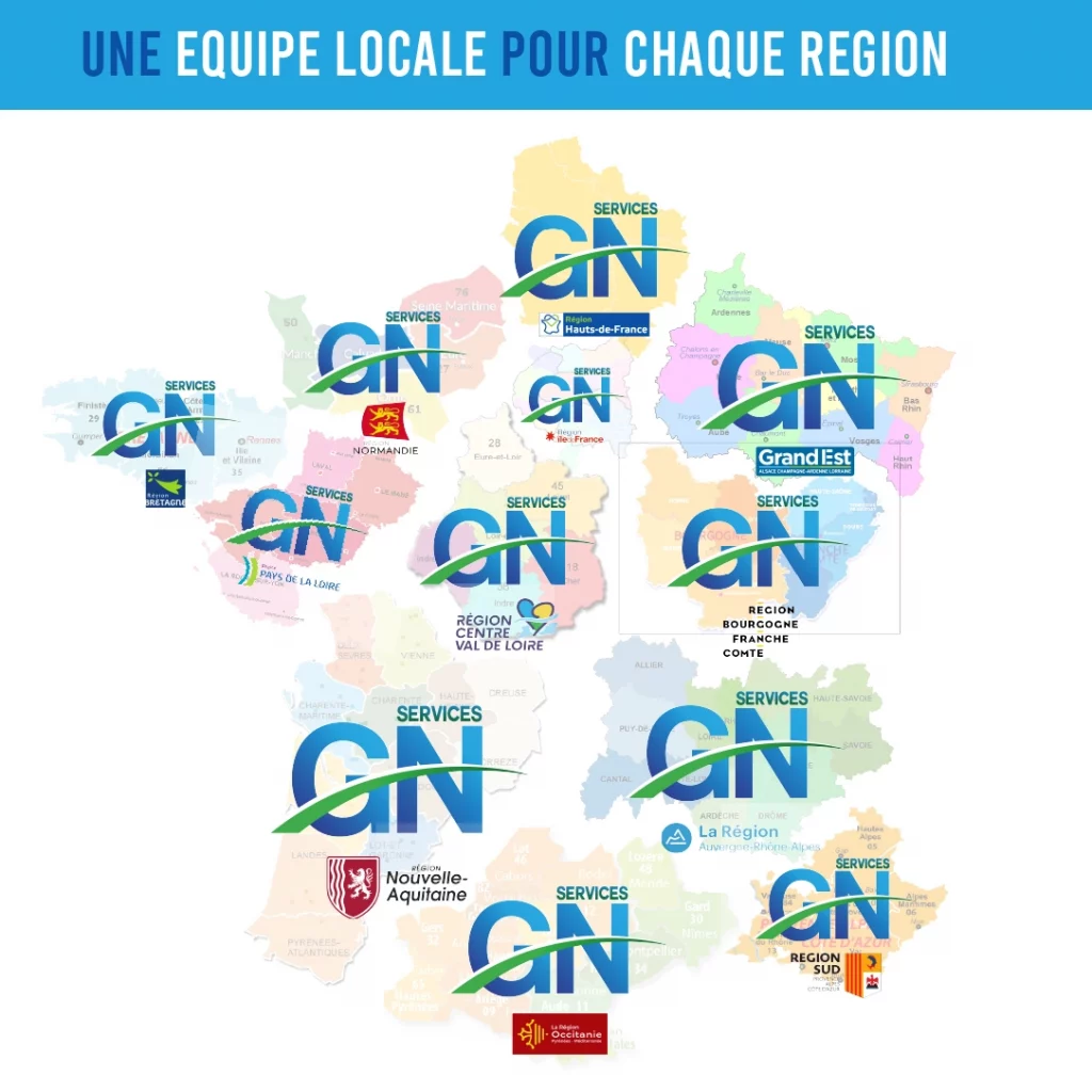 Carte de France: Zone d'intervention Grand Nettoyage Débarras Maison